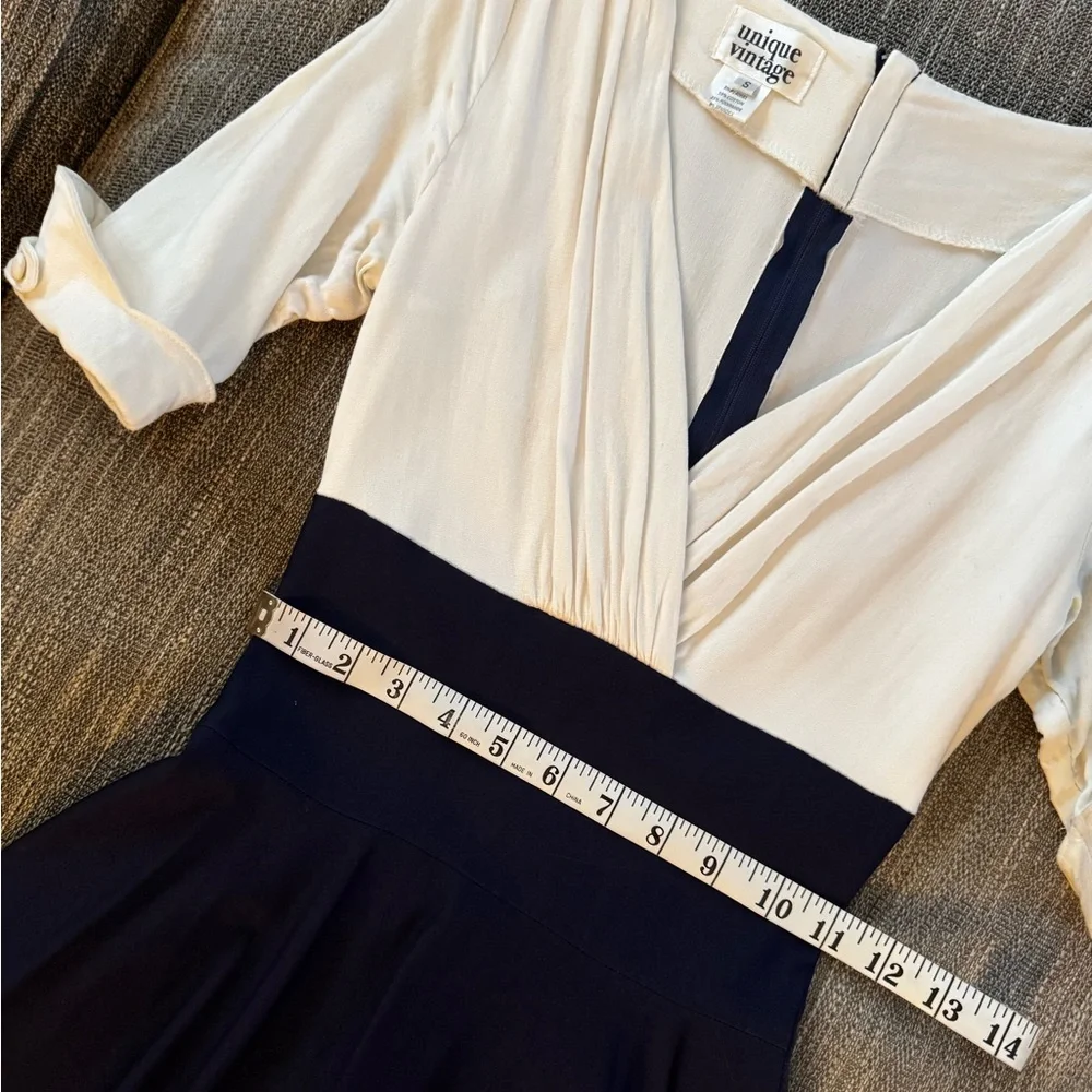 Navy and White Retro 50s Sailor Swing Dress - Picture 2 of 5
